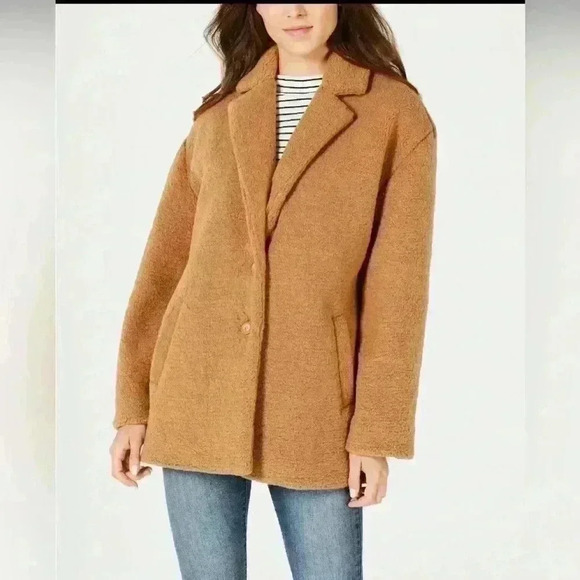 Collection b Juniors Women Shearling Style Faux Fur Brown Lined Jacket size XS - Picture 1 of 13